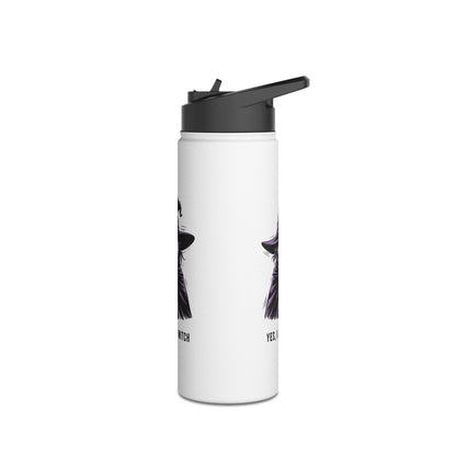 Witch Illustration Water Bottle — “Yes, I Am a Witch” Stainless Steel Bottle