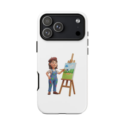 iPhone Artist Painter Phone Case — Cute Female Artist with Easel Protective iPhone Cover