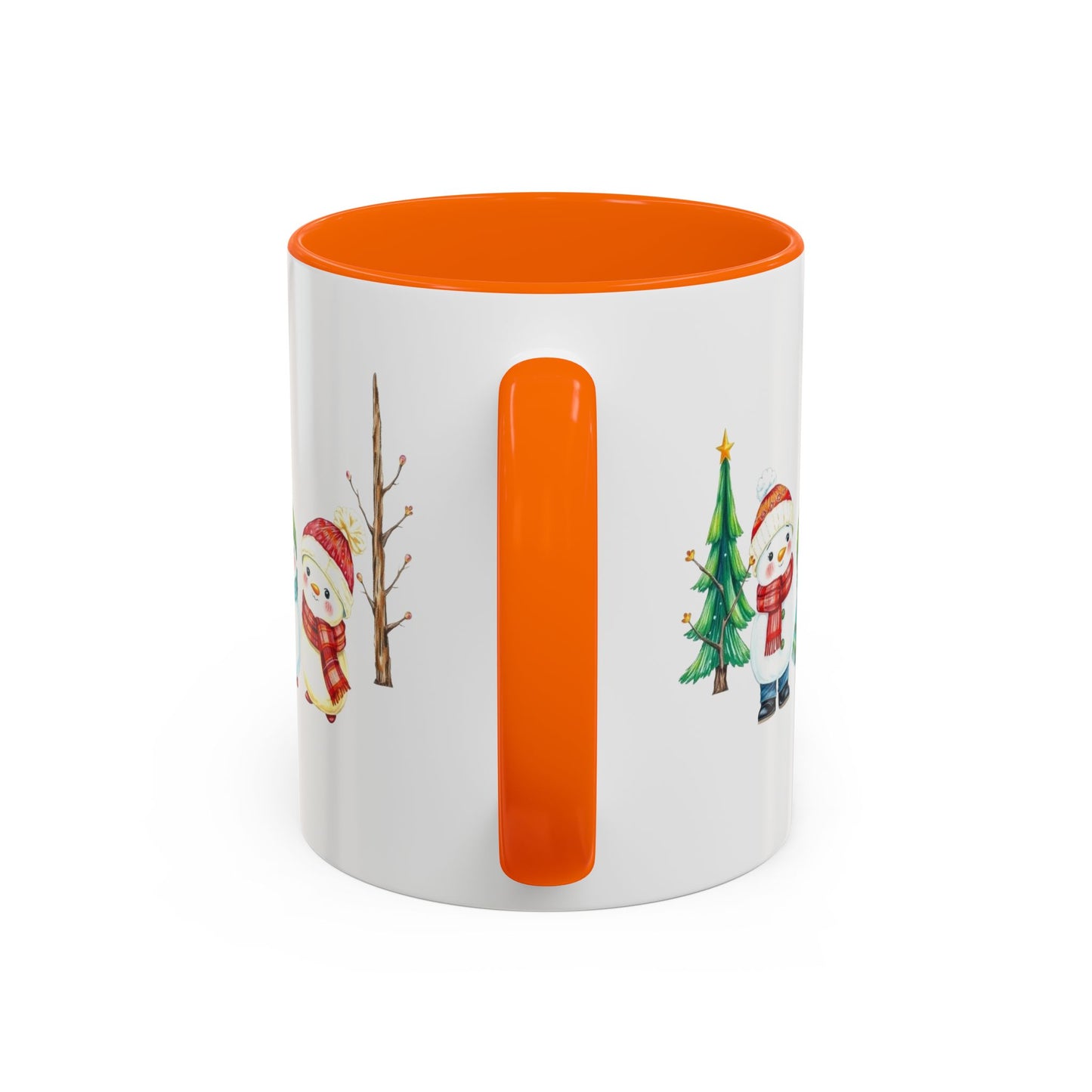Christmas Snowman Mug — Cute Holiday Coffee Cup with Festive Tree & Snowmen (11/15oz)