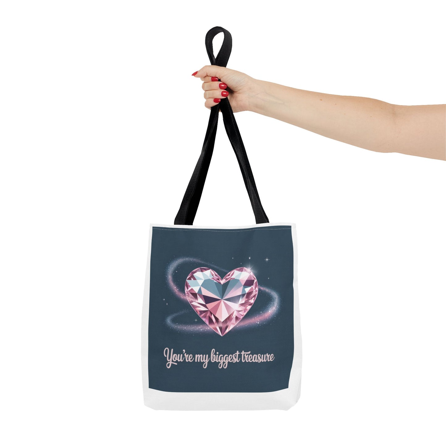 Heart Gem Tote Bag — "You're My Biggest Treasure" Romantic Gemstone Tote