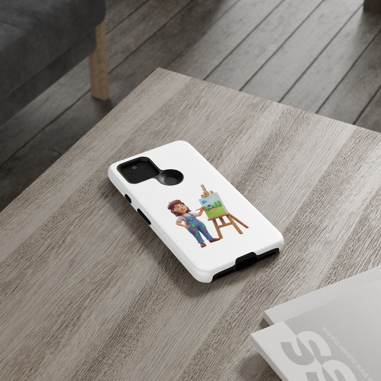 Google Artist Painting Phone Case — Cute Female Painter Illustration Phone Cover