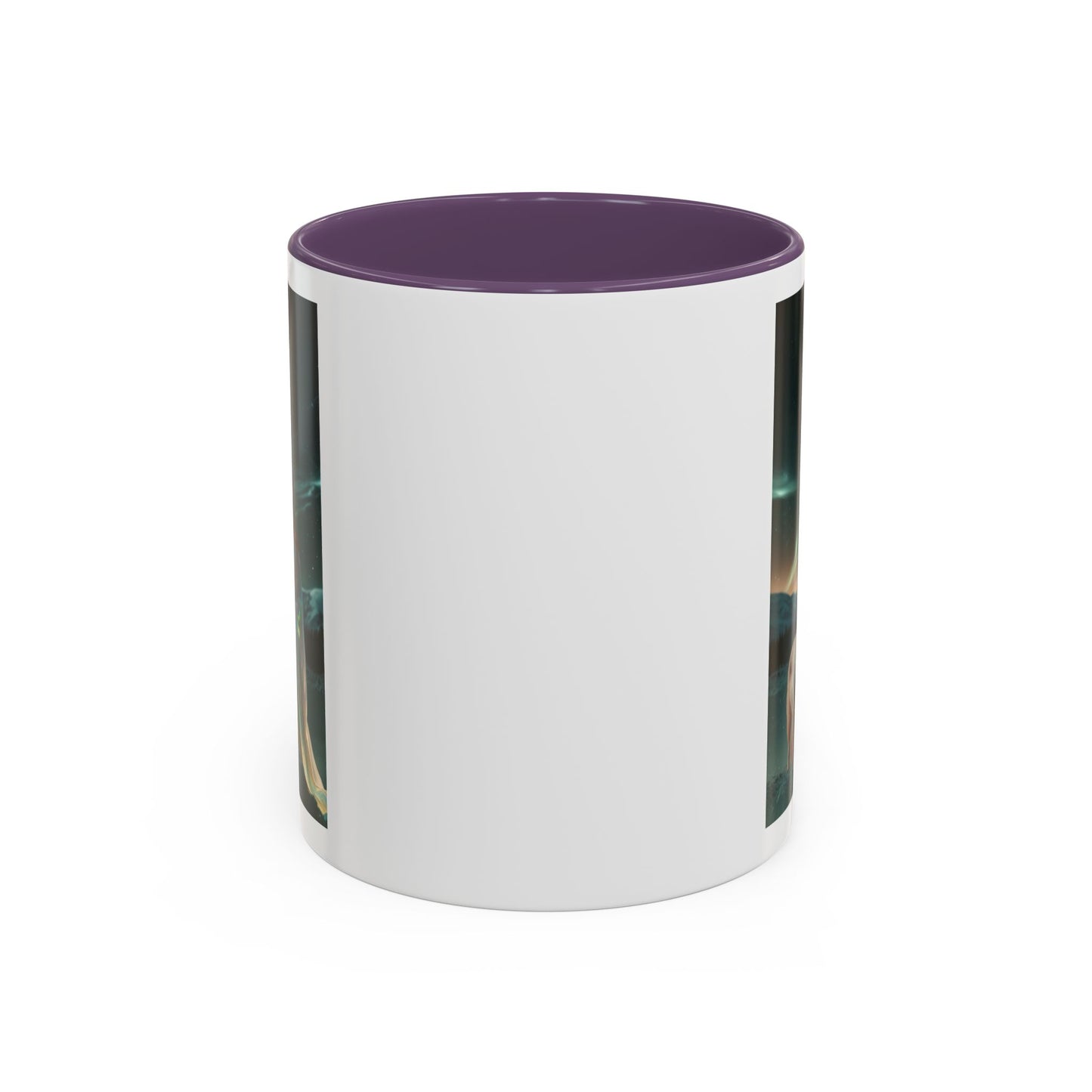 Taza de café Aurora Guardiana — Arte fantástico de mujer con lobo