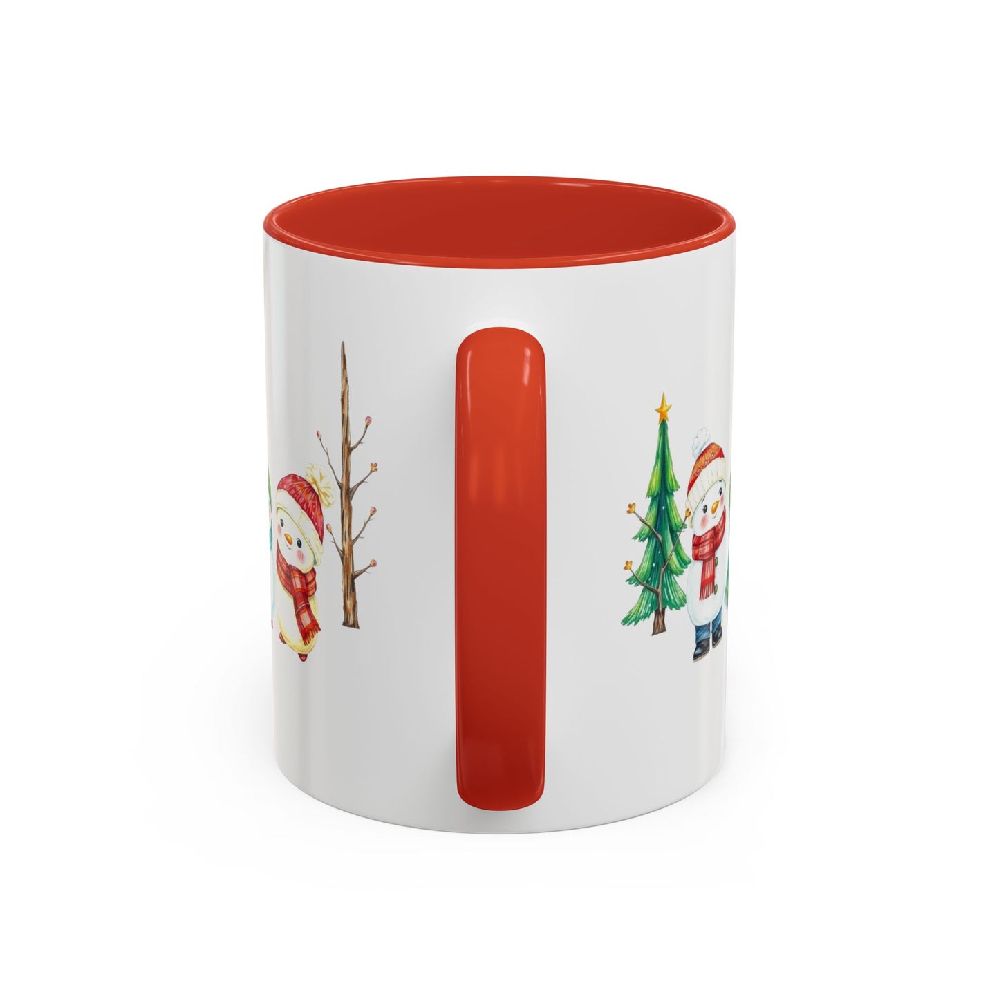 Christmas Snowman Mug — Cute Holiday Coffee Cup with Festive Tree & Snowmen (11/15oz)