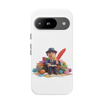 Google Author's Journey Phone Case — Cute Writer Illustration, Books & Quill Protective Cover
