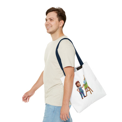 Artist Tote Bag — Painter with Easel Illustrated AOP Tote