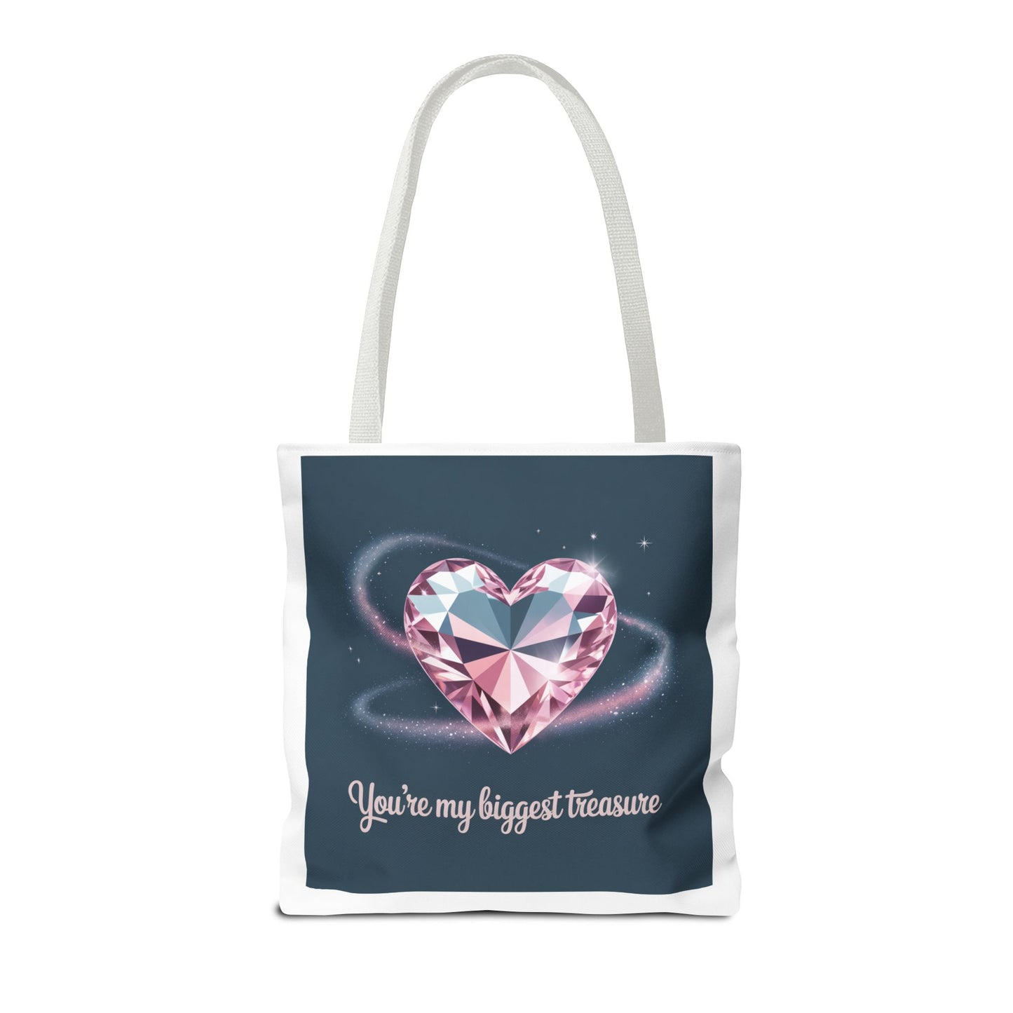 Heart Gem Tote Bag — "You're My Biggest Treasure" Romantic Gemstone Tote