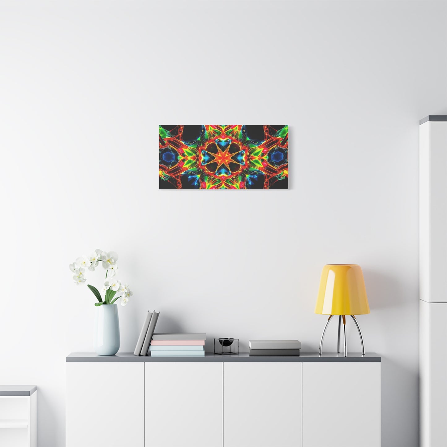 Kaleidoscope Neon Mandala Matte Canvas