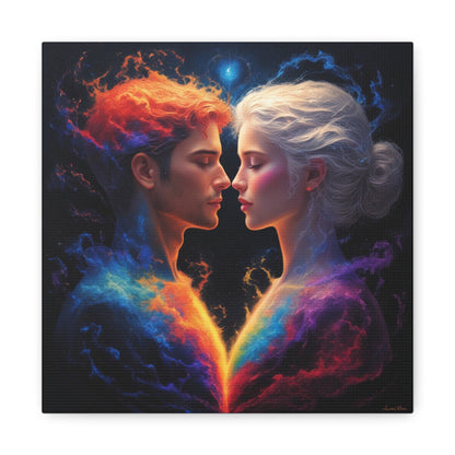 Cosmic Lovers Matte Canvas Art — Fire & Ice Romantic Wall Decor