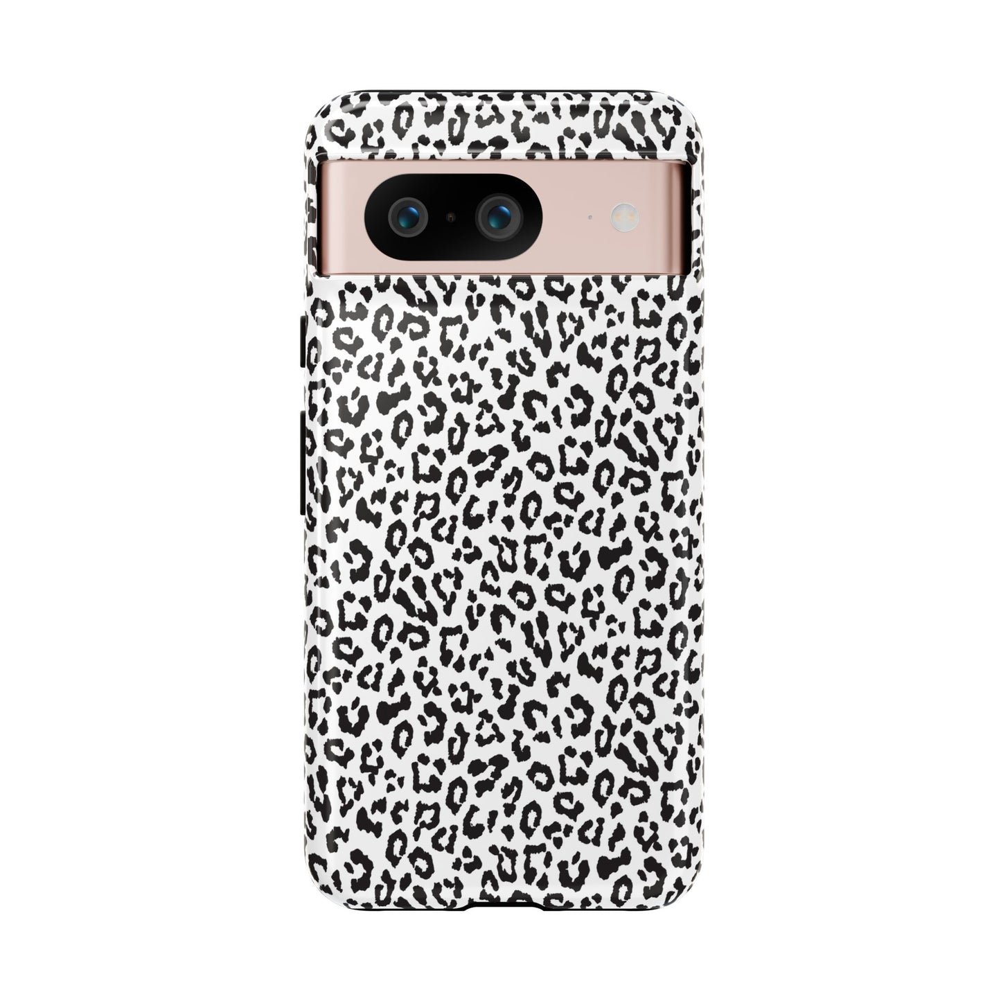 Funda para teléfono con estampado de leopardo de Google: resistente, en blanco y negro