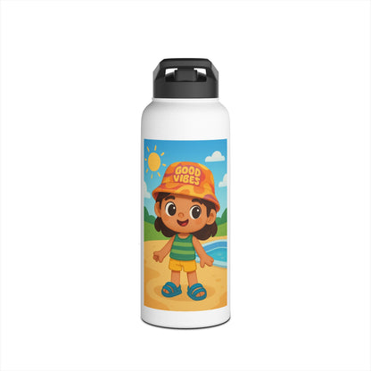 Botella térmica de acero inoxidable para niños Good Vibes — Botella térmica con dibujos de playa
