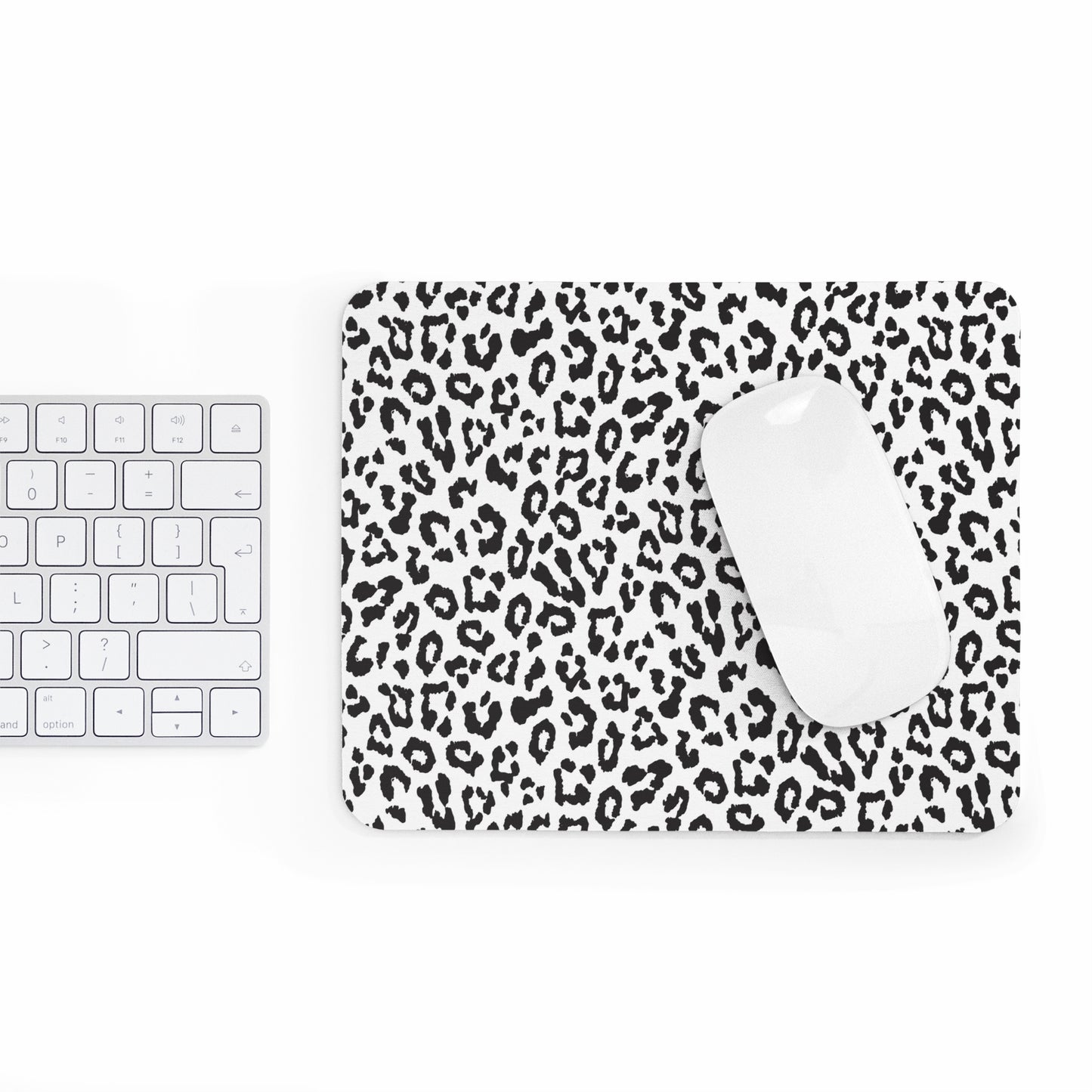 Leopard Print Mouse Pad — Black & White Animal Pattern Desk Mat