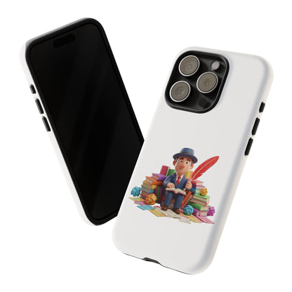 iPhone Phone Case — Cute Writer Sitting on Books with Feather Pen