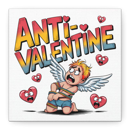 Anti-Valentine Canvas Wall Art — Funny Anti Cupid Stretched Matte Print