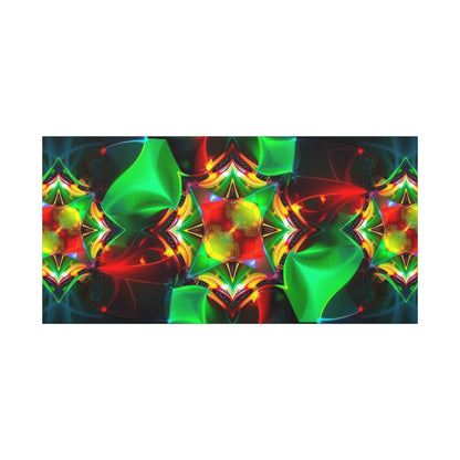 Kaleidoscope Abstract Matte Canvas Wall Art — Vibrant Green & Red Stretched Print