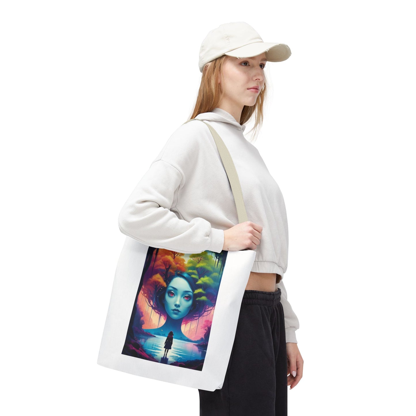 Dreamscape Portrait Tote Bag — Surreal Forest Girl Art