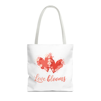 Love Blooms Heart Tote Bag — Floral Valentine Canvas Tote