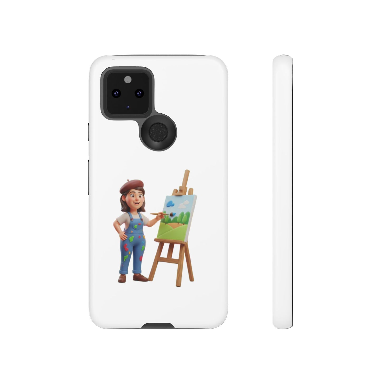 Google Artist Painting Phone Case — Cute Female Painter Illustration Phone Cover